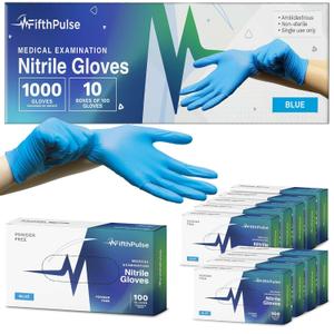 Medical Exam Blue Nitrile Gloves Medium 1000 Count - 3 Mil Powder and Latex Free Disposable Gloves - Case of 10 Boxes of 100