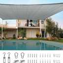 Quictent 20x16ft Rectangular Sun Shade Sail 185G HDPE Canopy 98% UV Block Outdoor Patio Garden Commercial Deck with Hardware Kit (Gray)