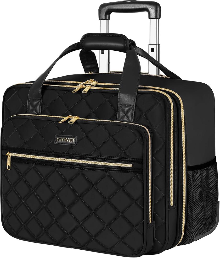 Ytonet Rolling Briefcase for Women, Extra Large Rolling Laptop Bag Fits 18 Inch Laptop, Computer Bag with wheels for Work Travel College Business Overnight Wife Mom Teacher, Black