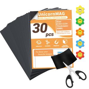 Magnetic Sheets 8.5" x 11" 30 Pack - Flexible Magnet Sheets with Adhesive Backing for DIY Crafts and Photo Magnets,Suitable for School Classroom Boards, Refrigerator and Shelf Labels