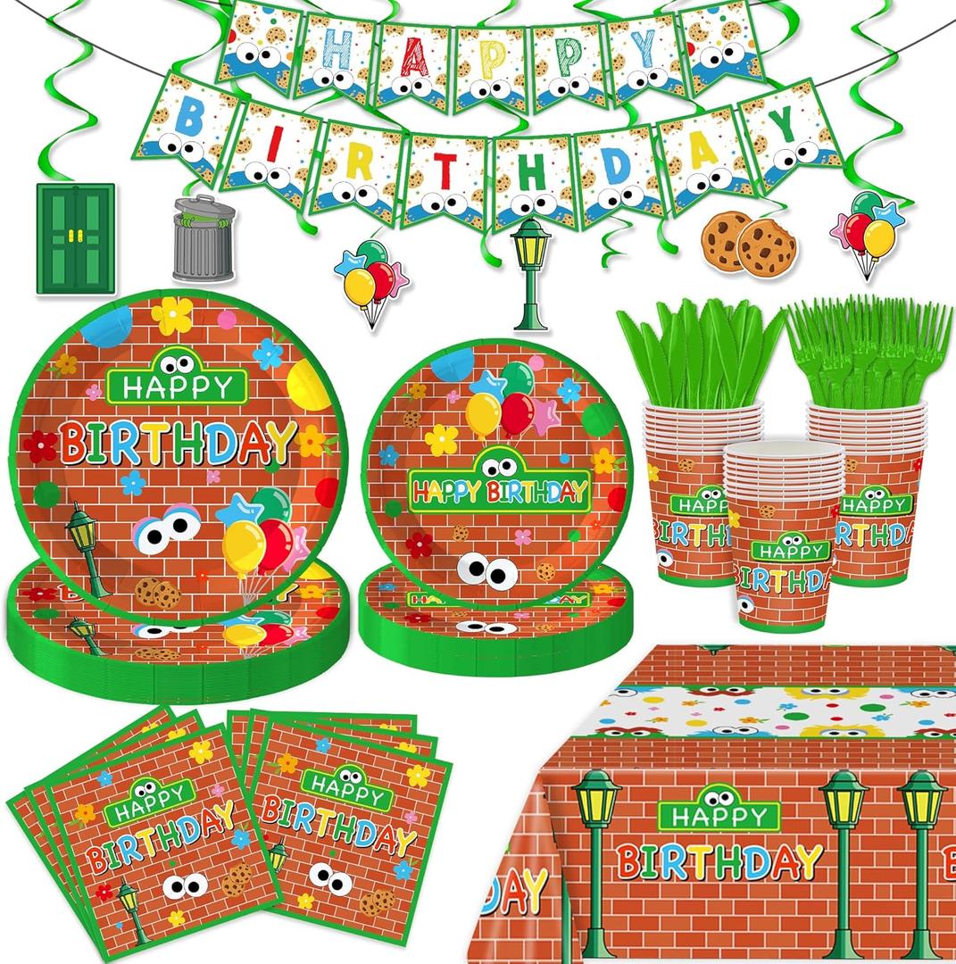 122 Pcs Cookie Party Supplies For Baby Boys Girls Birthday Party for 20 Guests