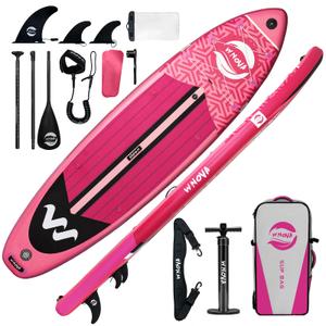 WNOVA 11' Inflatable Stand Up Paddle Board, 34" Extra Wide Stable iSUP for Adults & Youth, with Camera Mount & Premium Accessories, Non-Slip Deck for All Skill Levels (Pink Girl)
