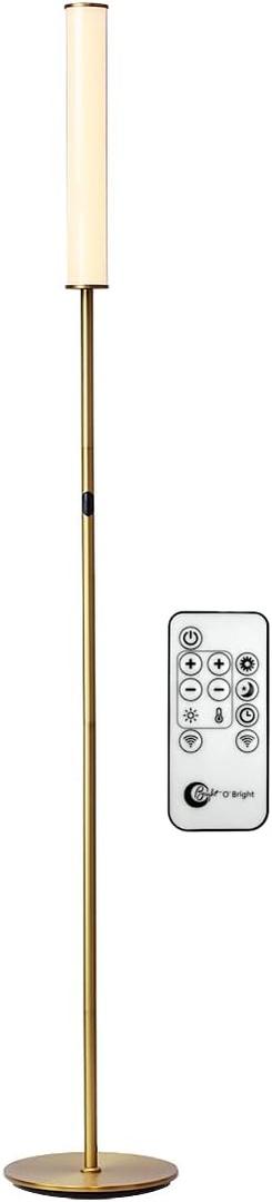 OBright LED Cylinder Floor Lamp with Remote Control, Full Range Dimming, Adjustable Color Temperature 3000K-6000K, Minimalist Standing Lamps for Living Room, Bedrooms and Office, Antique Brass