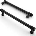 Asidrama 10 Pack 7.5 Inch(192mm) Matte Black Cabinet Pulls Knurled Cabinet Handles Cupboard Handles Kitchen Cabinet Hardware for Cupboard Drawer Pulls