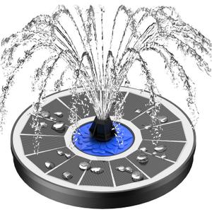 SZMP Solar Fountain Upgrade, 3.5W Solar Powered Bird Bath Fountains with Flower, Outdoor Water Feature Solar Pump with 7-in-1 Nozzles, 4 Fixed Pipes for Humingbirds, Garden, Pool, Pond, and Fish Tank (White)