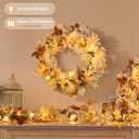 2 x NUPTIO Fall Leaves Garland with Lights: 6Ft Autumn Maple Leaf Garlands for Thanksgiving Harvest Halloween - Fall Decor 40 LED 8-Mode Lights with Remote Timer for Mantle Fireplace Porch Table
