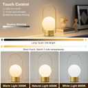 Cordless Portable Table Lamp, Gold 2600mAh Rechargeable Battery Operated Lamp, Stepless Dimming Touch Light, Small Bedside Nightstand Light for Bedroom Living Room Shelf Decor