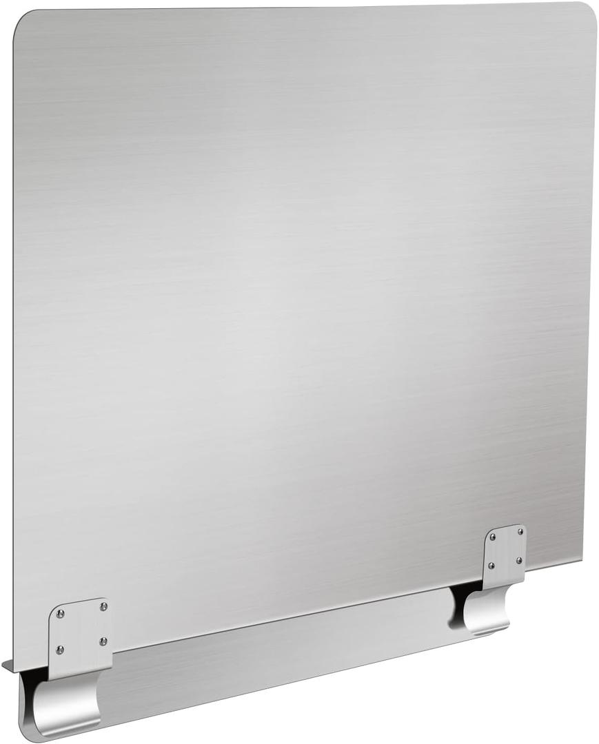 SDSNTE Stainless Steel Commercial Deep Fryer Splash Guard 20-1/2" W X 18" H Side Splash Universal Fit Clips Stop Oil from Splattering, Pack of 1