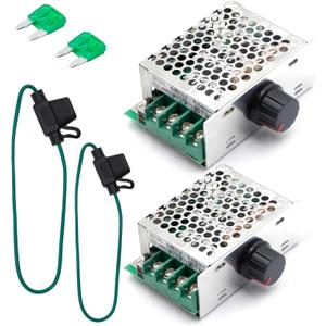 RioRand 7-70V PWM DC Motor Speed Controller 30A - Low Heat Aluminum Housing for Brushed DC Motors, DIY Projects & Small Electric Devices (Extra Fuse Included) 2PCS