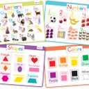merka Silicone Learning Placemats for Toddlers - 4-Pack, 17 x 11 in, Multicolor - Reusable & Washable Mealtime Mats with Spill-Resistant Backing, Letters, Numbers, Shapes & Colors
