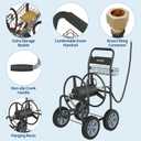 Garvee Hose Reel Cart, 4 Wheels Heavy Duty Mobile Garden Hose Cart Holds 250ft of 5/8" Water Hose, Powder-Coated Steel with Storage Basket for Yard, Lawn, Outdoor Planting
