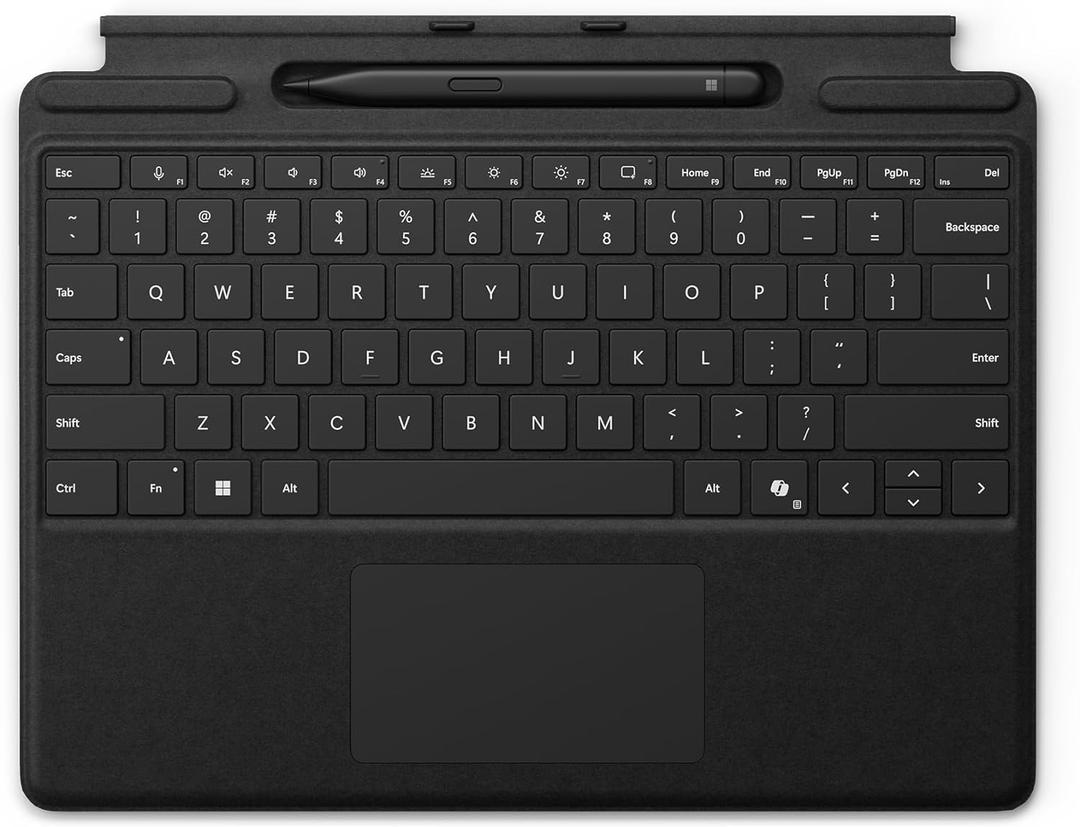 Microsoft Surface Pro Keyboard with Pen Storage, Compatible with Copilot+ (11th Edition), Surface 9 and 8, Alcantara Material, Black