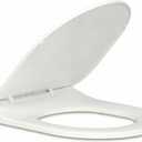 Soft Close D-Shape Toilet Seat, Durable Thermoplastic Toilet Seat Cover with Quick Release Hinges, Easy Installation, Anti-Slip Bumpers, Fits Most Standard US D-Shape Toilets, White
