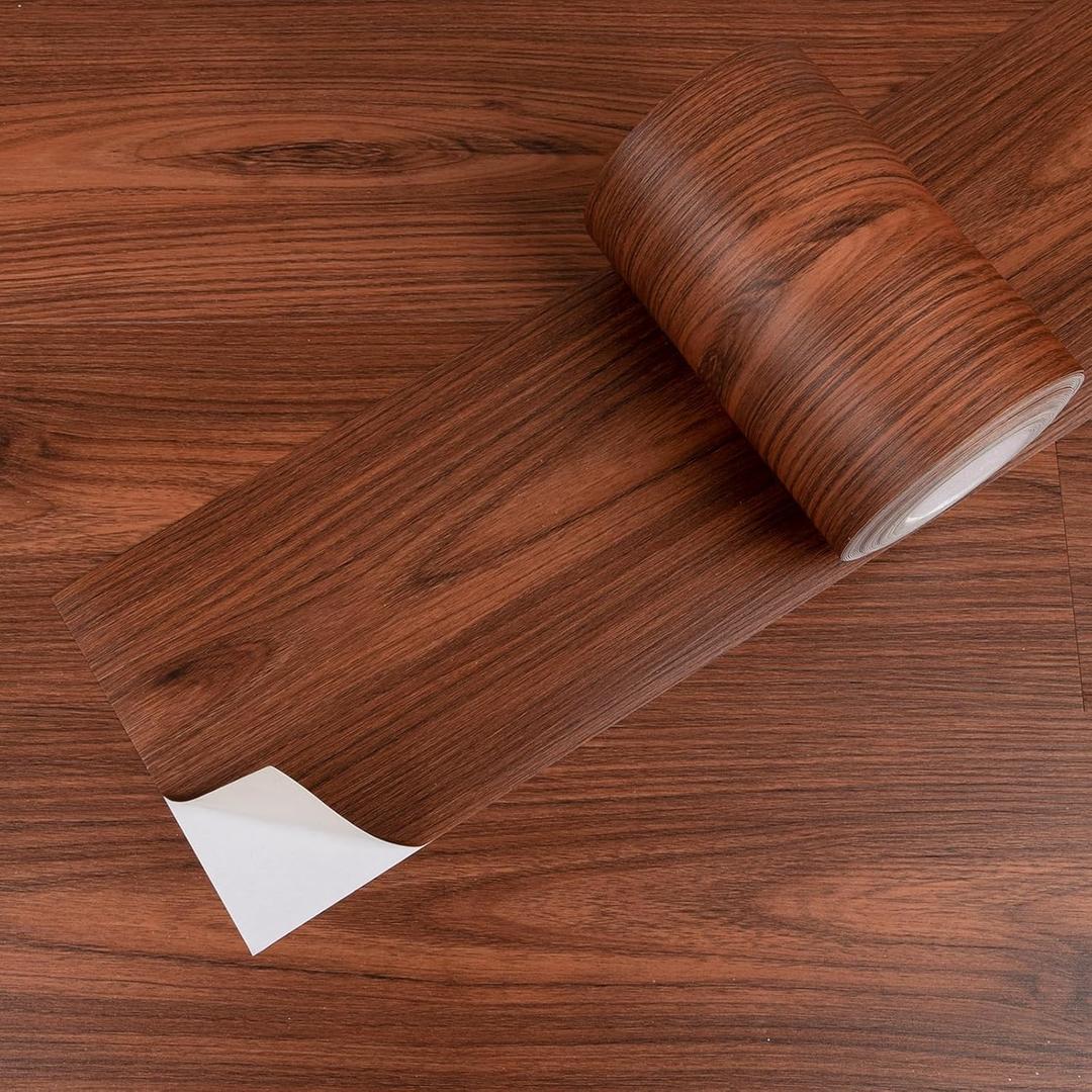 Elffloor Peel and Stick Floor Tile, Waterproof Vinyl Flooring Easy to Install, Self Adhesive Wood Grain Look Flooring 20 Pcs for Bedroom, Kitchen, Bathroom (35.4 in  5.9 in 20pcs, Red)