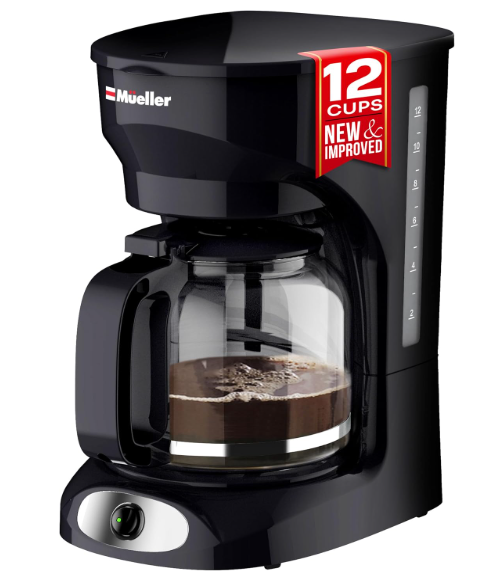 Mueller 12-Cup Drip Coffee Maker
Borosilicate Carafe, Auto-Off, Reusable Filter, Anti-Drip, Keep-Warm Function