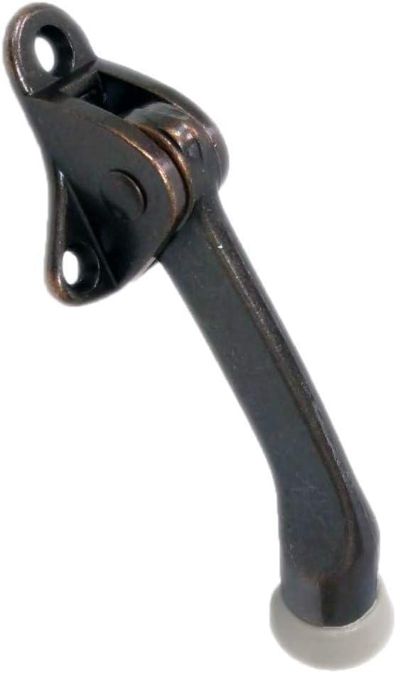 QCAA Heavy Duty Kickdown Door Holder, 4", Zinc Die Cast, Antique Copper, Made in Taiwan (1 Pack)