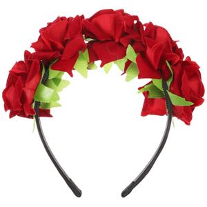 Headband Wedding Party Hairband Day of Dead Flower Crown (Claret)