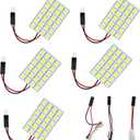 Everbrightt 5-Pack White 5050 24SMD Led Panel Dome Light Lamp Auto Car Reading Interior Lamp DC 12V with T10 / BA9S / Festoon Adapters