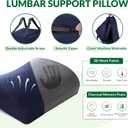 Charcoal Memory Foam Seat Cushion & Adjustable Lumbar Pillow Set - Back Support for Pain Relief (Sciatica,Tailbone),Washable & Non-Slip,Multipurpose for Office,Car,Wheelchair - Navy Blue