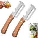 2PCS Multifunctional Vegetable Peeler, 3 in 1 Multi Functional Wooden Handle Peeler, Grater and Bottle Opener, Kitchen Gadgets for Potato, Carrot, Pumpkin, Apple