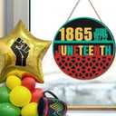 3D Juneteenth Door Sign,Happy Juneteenth Door Wreath,Freedom Day Sign,Black Pride Sign,African American Independence Day Sign,Black History Month Decoration for Outdoor Yard Home Porch Office