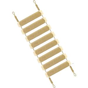 Multi-Functional Cat Ladder & Bridge - Sisal Rope Climbing Frame Wall Furniture for Indoor/Outdoor Cats, Cage Accessories, Parrots, Small Pets (Wood Tone)