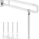 YUCHENGTECH Flip Up Handicap Grab Bar Foldable Toilet Grab Bar 29.5 INCH Wall Mount Folding Toilet Safety Rail with Floor Support for Bathroom for Elderly Disabled Senior Pregnant