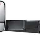 Driver Left Side Door Towing Mirror Power and Heat Glass with BLIS Chrome Back Cover Turn Signal Light and Puddle Light Manual Folding Temperature Sensor For 19-24 Ram 2500 3500 4500 5500, Large
