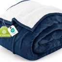 Utopia Bedding Sherpa Blanket King Size (Navy, 90x102 Inches) - Soft Lightweight Plush Fleece Reversible Blanket for Bed, Sofa, Couch, Camping and Travel