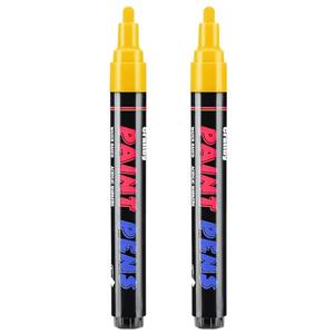 Craiiby Yellow Paint Pens Paint Markers - 2 Pack Permanent Quick Dry Waterproof Marker Pens for Rocks Wood Fabric Plastic Canvas Glass Mugs Metal Tire Stone