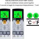 Replacement Remote Control for Fujitsu Air Conditioner AR-RAH2U ASU18RLF ASU18RLXS ASU24RLF ASU24RLXS ASU30RLX ASU30CLX1 ASU36CLX1 AOU36CLX1 AUU12RLF AUU18RLF AUU9RLF