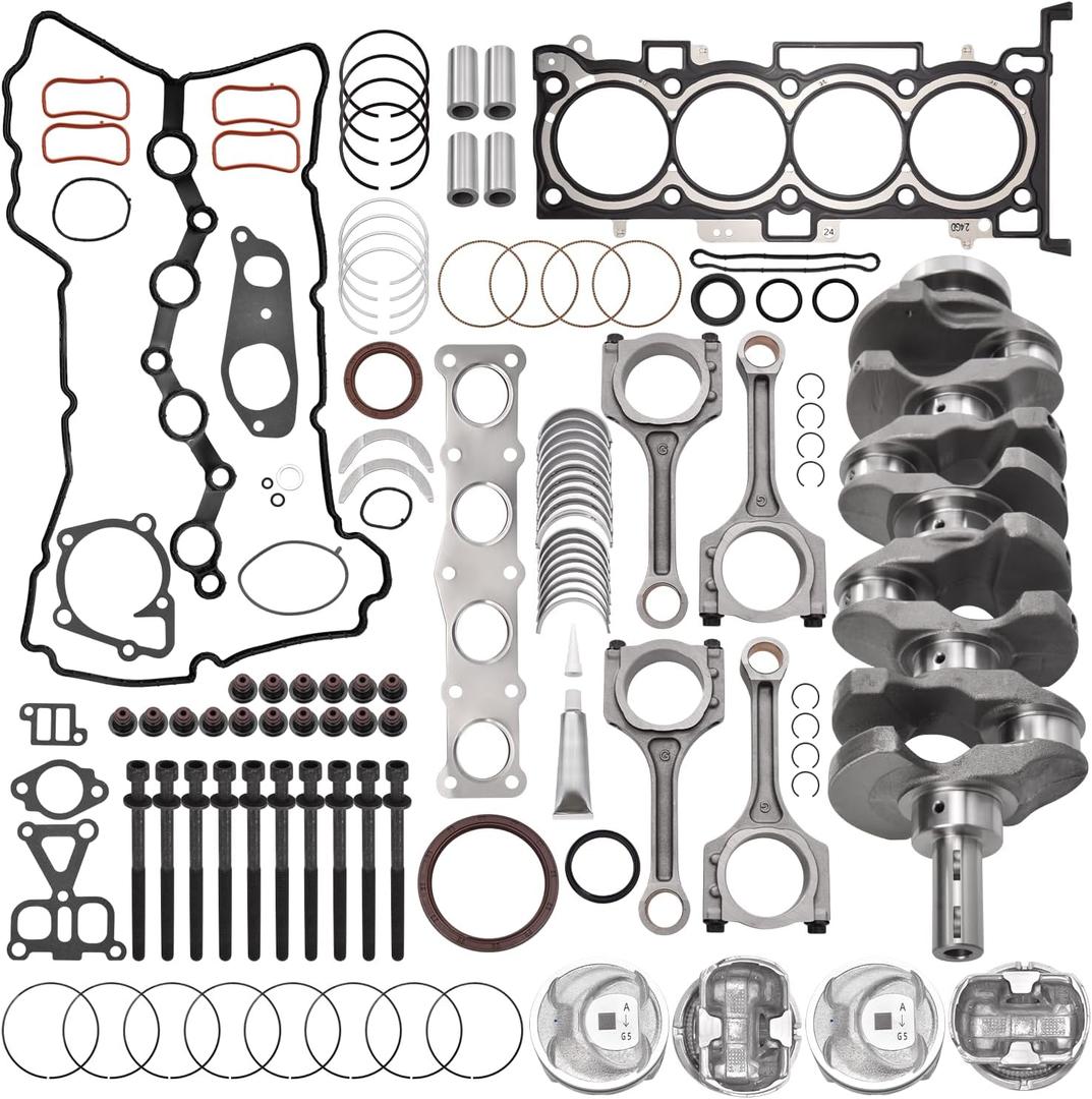 G4KJ 2.4L Engine Rebuild Overhaul Kit w/Crankshaft Piston Set Compatible with Hyundai Sonata Tucson Santa Fe 2011-2019, for Kia Optima Sorento Sportage 2011-2020 23111-2G200 23510-2G500