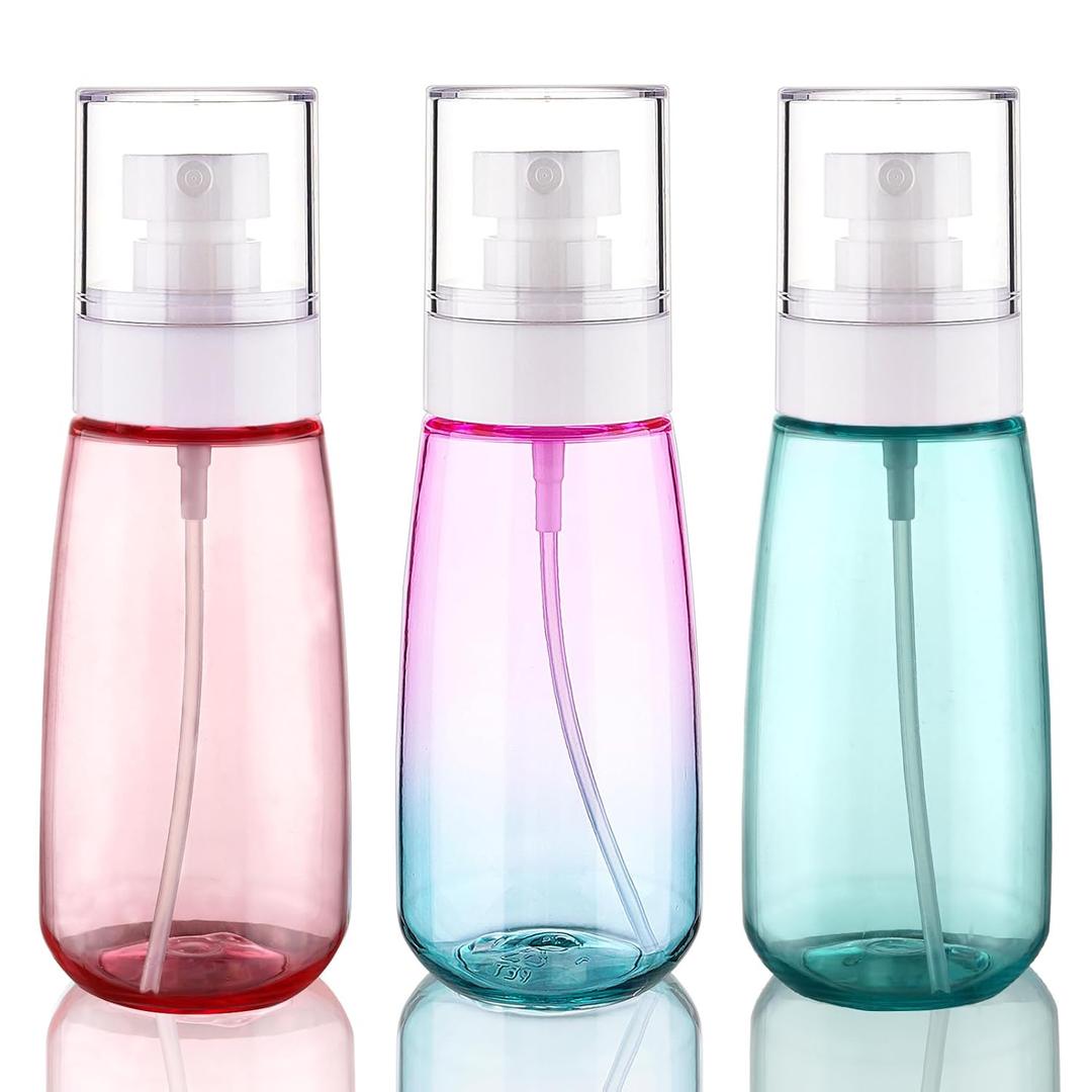 3Pack Small Travel Size Clear Empty Plastic Spray Bottles w/Fine Mist Sprayer - 100ml - 3.4 oz - Reusable-Multipurpose (Bottles Are Empty)
