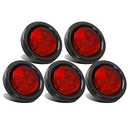 Partsam 4pcs 2 inch Red 4 LED Round Sealed Trailer Clearance Marker Light [DOT Approved] Mount Grommet/Pigtails Hardwired