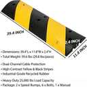 3.3FT Rubber Speed Bump 2 Pack, Heavy Duty Traffic Calming Ramp for Road 25000 Lbs Capacity, 39.6 Inch Recycled Speed Bump Cable Ramp with 2 Channel for Driveway Asphalt Concrete Gravel Road | 2 Pack, 25,000 lbs Heavy Duty Industrial Grade Ramp with Dual Cable Channels for Parking Lots HOA Communities School Zones