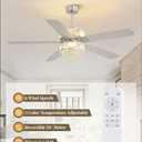 60 Inch Crystal Fandelier Ceiling Fan with Light, Brushed Nickel Modern Ceiling Fans with 6 Speeds, Quiet Reversible DC Motor, 3CCT, Chandelier Ceiling Fan with Remote Control for Living Room Bedroom