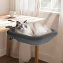 Cat Desk Bed -Supports 45 lbs, Rotating Silent Stability, Cat Hammock with Elasticity Memory Sponge, Removable Washable Bed Cover, Soft Comfortable, Suitable for Home & Office (Grey Set)