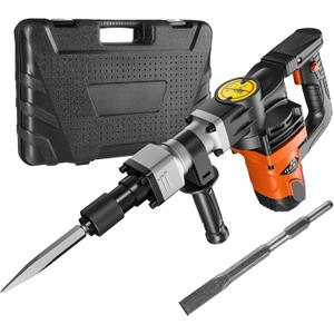 VEVOR Demolition Jack Hammer, MAX 1400W Electric Jackhammer Heavy Duty, 2900 BPM Concrete Breaker 2pcs Chisels Bits Chipping W/Case, Gloves