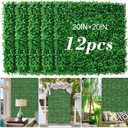 AOKIE 20"X20" Artificial Grass Wall, 12Pcs Boxwood Hedge Wall Panels UV-Anti Grass Backdrop Wall Decor, Greenery Privacy Hedge Screen for Indoor Outdoor Patio Balcony, Party Garden Fence Decor