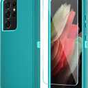 ONOLA Phone Case for Samsung Galaxy S21 Ultra Case with HD Screen Protector, Heavy Duty Shockproof & Dropproof 3-Layer Cover Phone Case for Galaxy S21 Ultra 6.8'',LakeBlueSkyBlue