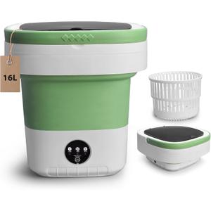 Portable Washing Machine, 16L Upgraded Mini Washer with Spin Basket Laundry Machine, 3 Cleaning Modes Suitable for Small Clothes, Foldable Design Ideal for Apartment, Home, Hotel and camping