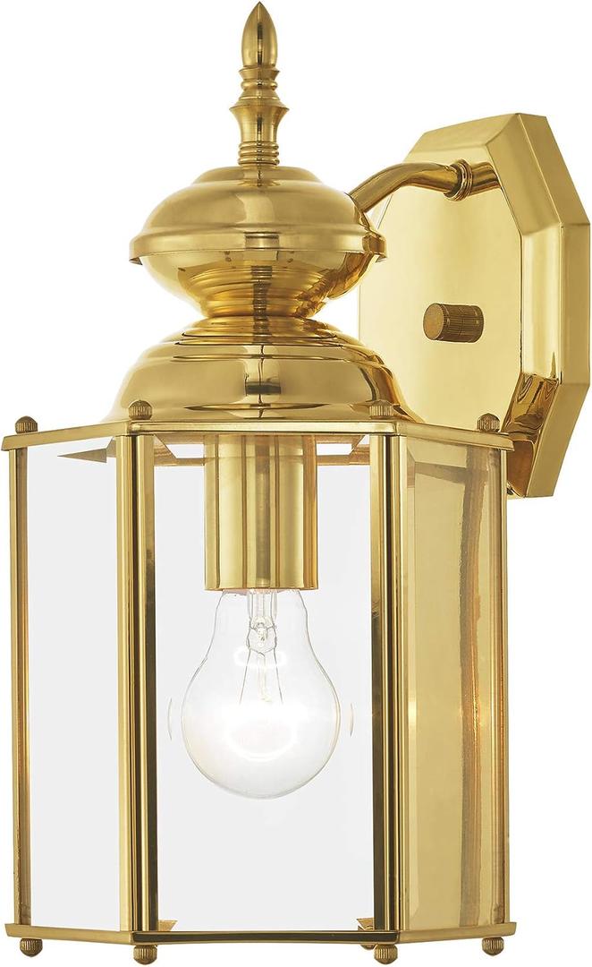 Livex Lighting 2007-02 Outdoor Wall Lantern, Polished Brass