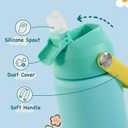 12oz Kids Water Bottle 2 Pack, Stainless Steel Insulated Water Bottle For Kids, Toddler Cup With Straws Leak-proof, Kids Water Bottles For School Boys Girls, BPA Free, Twilight Green+Sky 2-piece set