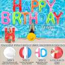 Shappy Happy Birthday Pool Large Floating Letter Balloons with Adhesive Dots Inflatable Pool Decorations for Summer Birthday Party, 30''