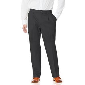 Dockers Mens Relaxed Fit Signature Khaki Lux Cotton Stretch Pants - Pleated (44W x 32L, Steelhead)