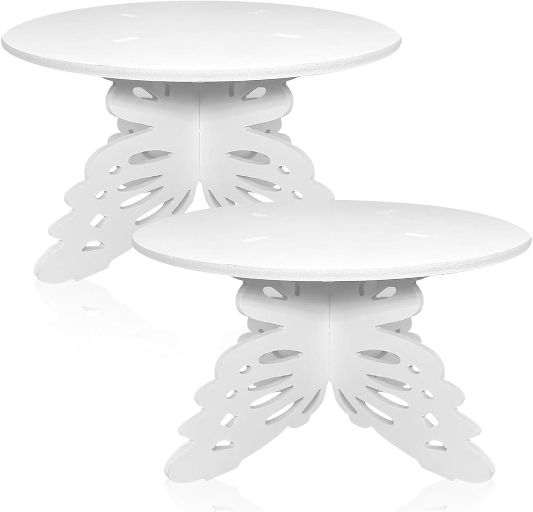AOCEAN 12" Butterfly Cake Stand Butterfly PVC Cake Decorations with Engraved Butterflies Cake Stands for Dessert Table Wedding Birthday Party (1 Pcs)