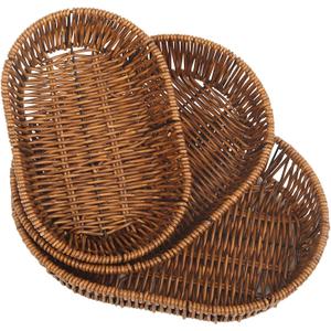 Wicker Baskets,3 Pack Handwoven Bread & Food Serving Baskets, Tabletop Storage Bins, Fruit & Vegetable Baskets, Decorative Home, Restaurant, Bakery, Rustic Sundries Storage (11'',9.4'',8.3'')