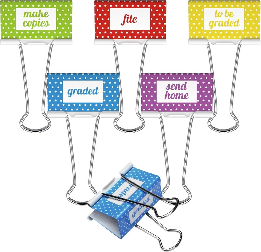 Feifeiya 5 Pcs Teacher Essentials Large Teacher Binder Clips 2 Inch Paper Clips for Office School Supplies Classroom Management