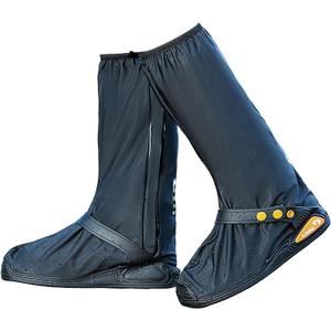 INUSO Upgraded Waterproof Shoe Covers, Rain Shoe Covers - Reusable, Kick-Proof, Outdoor Footwear Protection with Reflective Safety Stripes - Waterproof Ziplock Shoes Cover (Black, L)