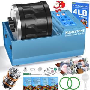 Professional Rock Tumbler Kit  4LB Large Capacity Barrel with Brushless Motor & Heavy Metal Base, Adjustable Speed & 9-Day Timer, Includes All Accessories, Rock Polisher for Adults & Collectors